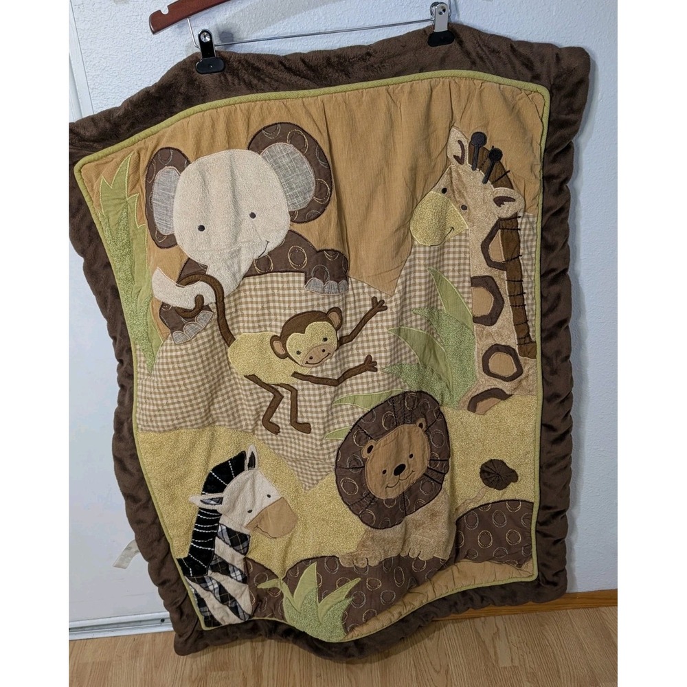 Lambs & Ivy Safari Jungle Baby Quilt Crib Blanket Lion Elephant Giraffe 40x32